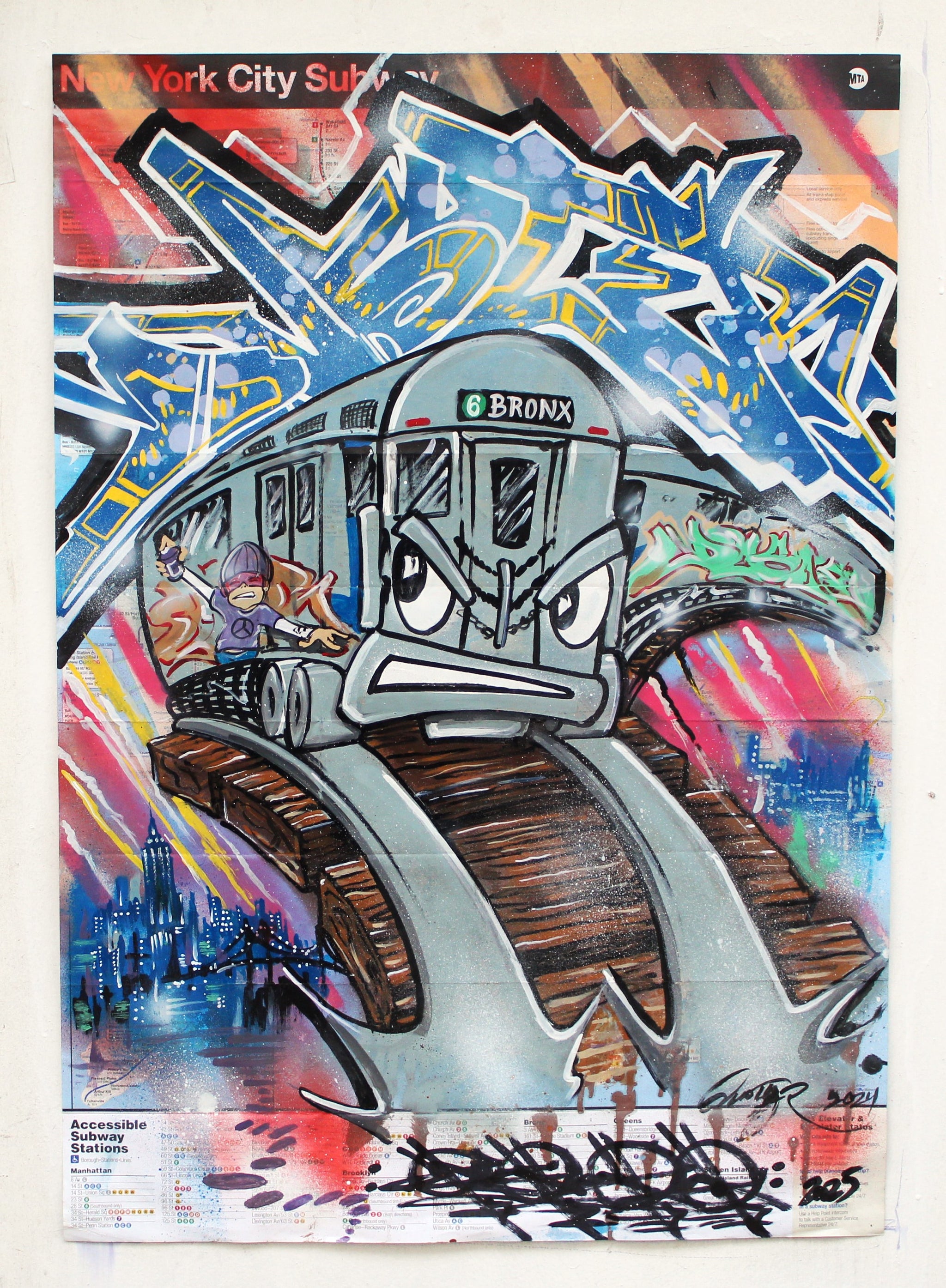MTA NYC Subway Maps - Artwork by Graffiti Legend Duster UA