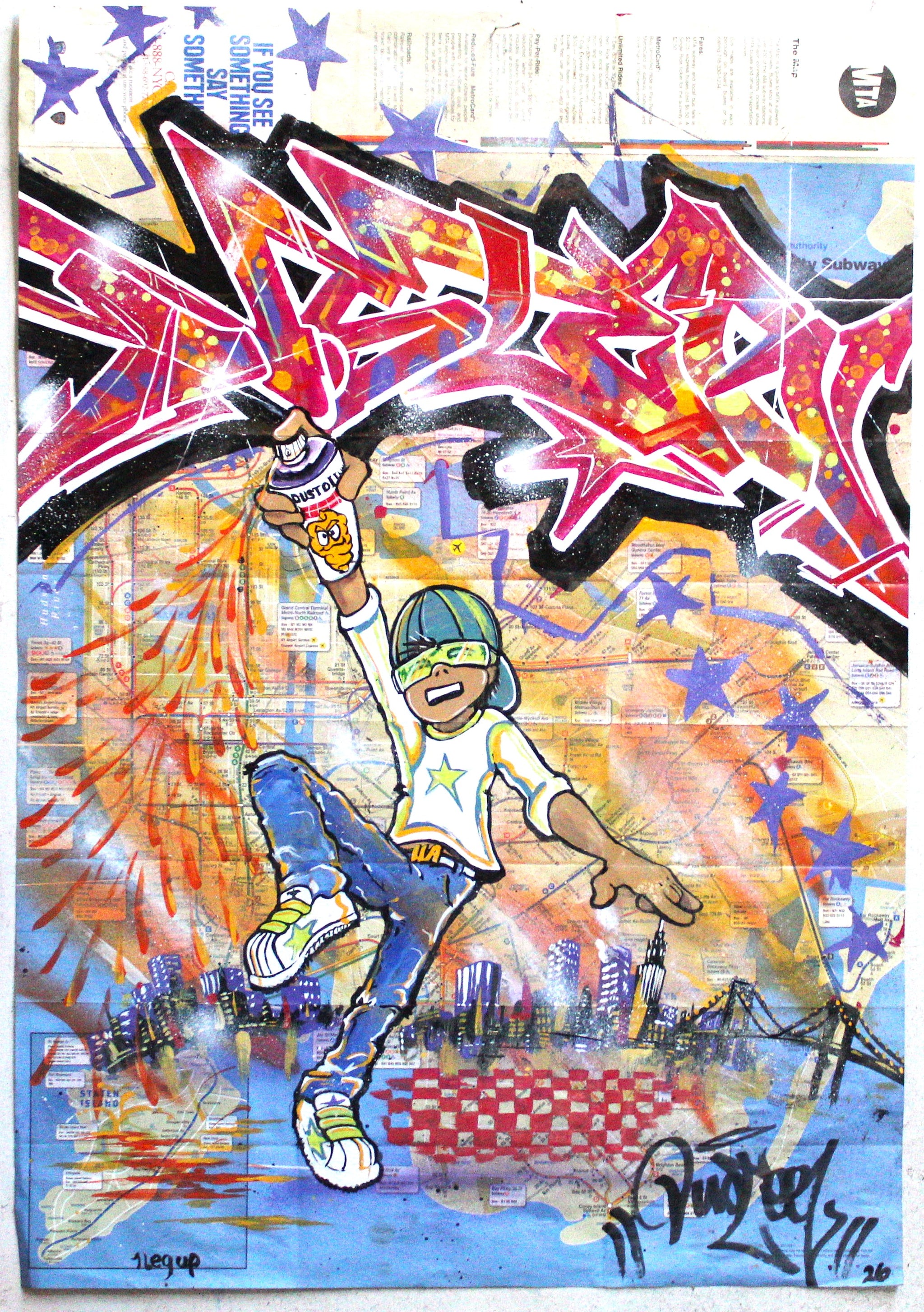 MTA NYC Subway Maps - Artwork by Graffiti Legend Duster UA
