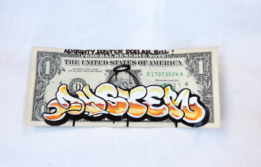 Original Duster Throwie on US $1 Dollar Bill - 007